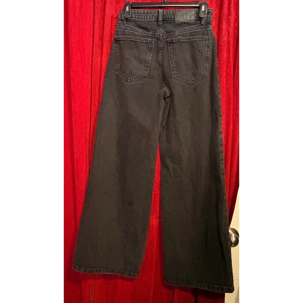 Cotton On Relaxed Wide Jeans Kids Size 24 Black Excellent High Rise Baggy Denim - Picture 2 of 6